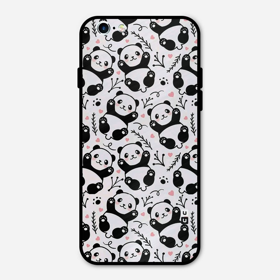 Cute Adorable Panda Pattern Metal Back Case for iPhone 6 6s