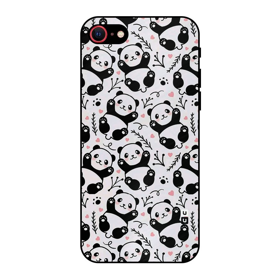 Cute Adorable Panda Pattern Metal Back Case for iPhone 7
