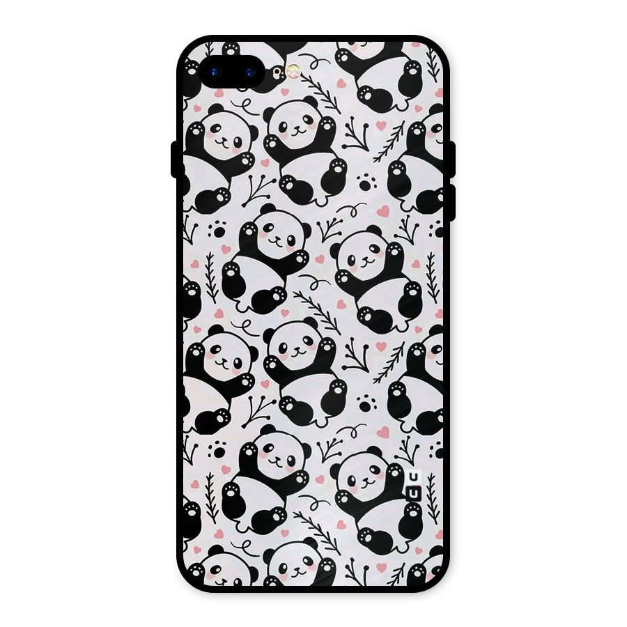 Cute Adorable Panda Pattern Metal Back Case for iPhone 8 Plus