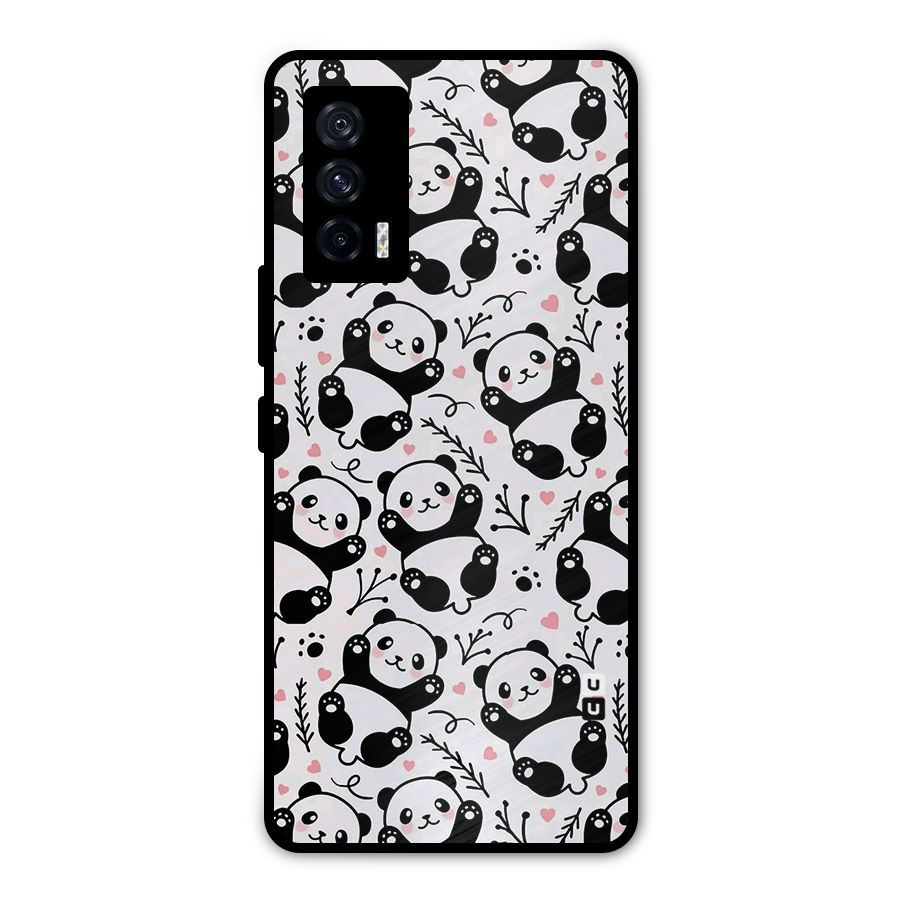 Cute Adorable Panda Pattern Metal Back Case for iQOO 7 5G