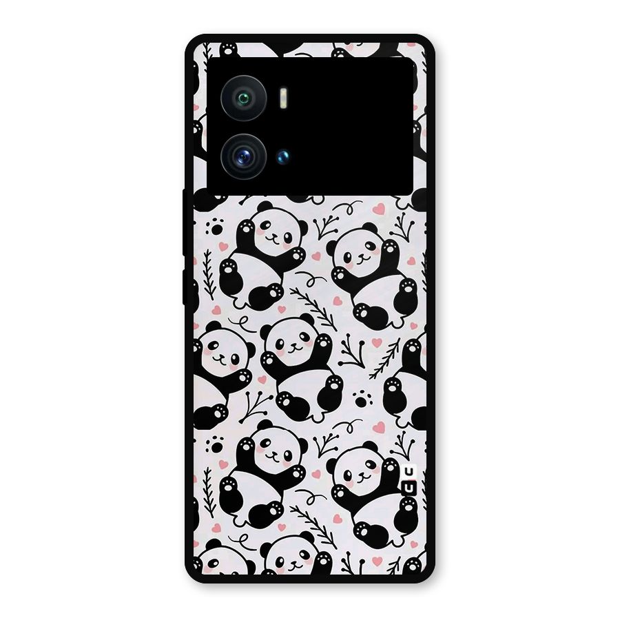 Cute Adorable Panda Pattern Metal Back Case for iQOO 9 Pro