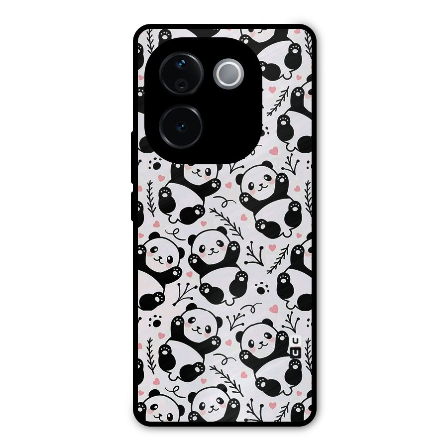 Cute Adorable Panda Pattern Metal Back Case for iQOO Z9s Pro