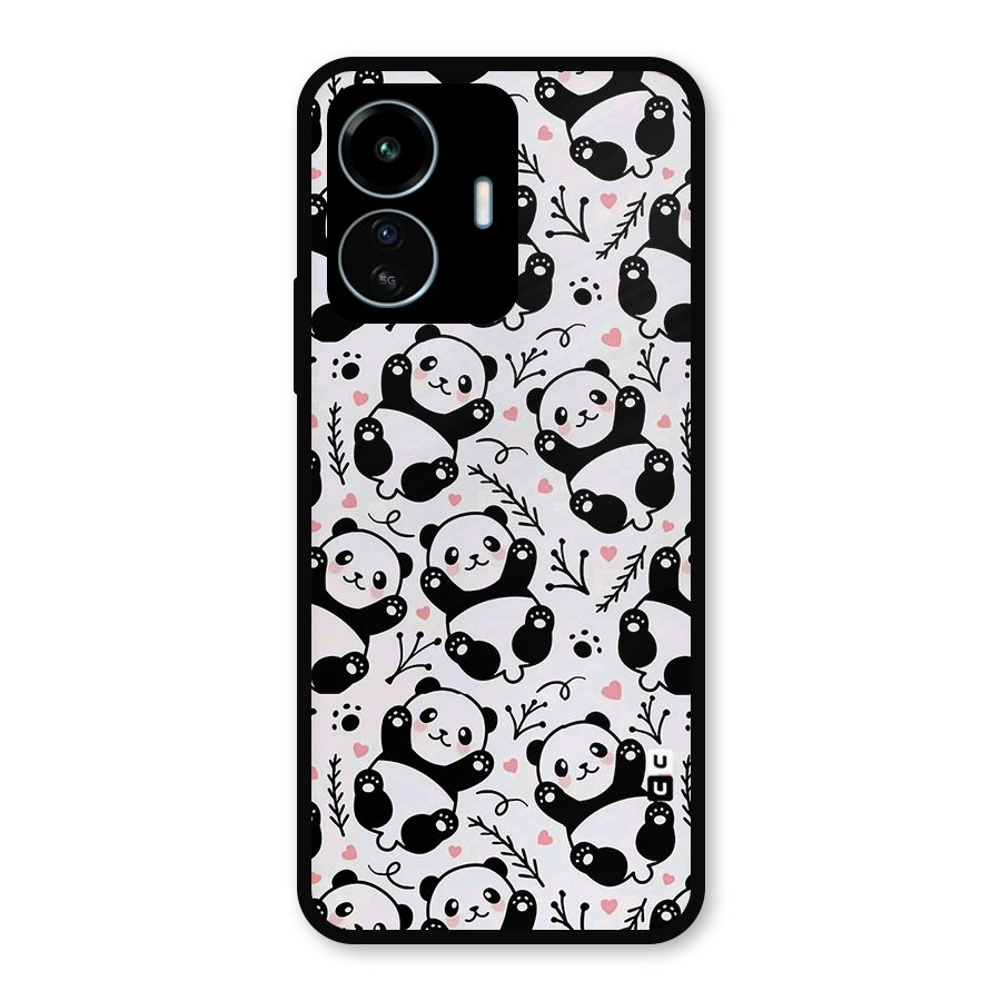 Cute Adorable Panda Pattern Metal Back Case for vivo iQOO Z6 Lite 5G