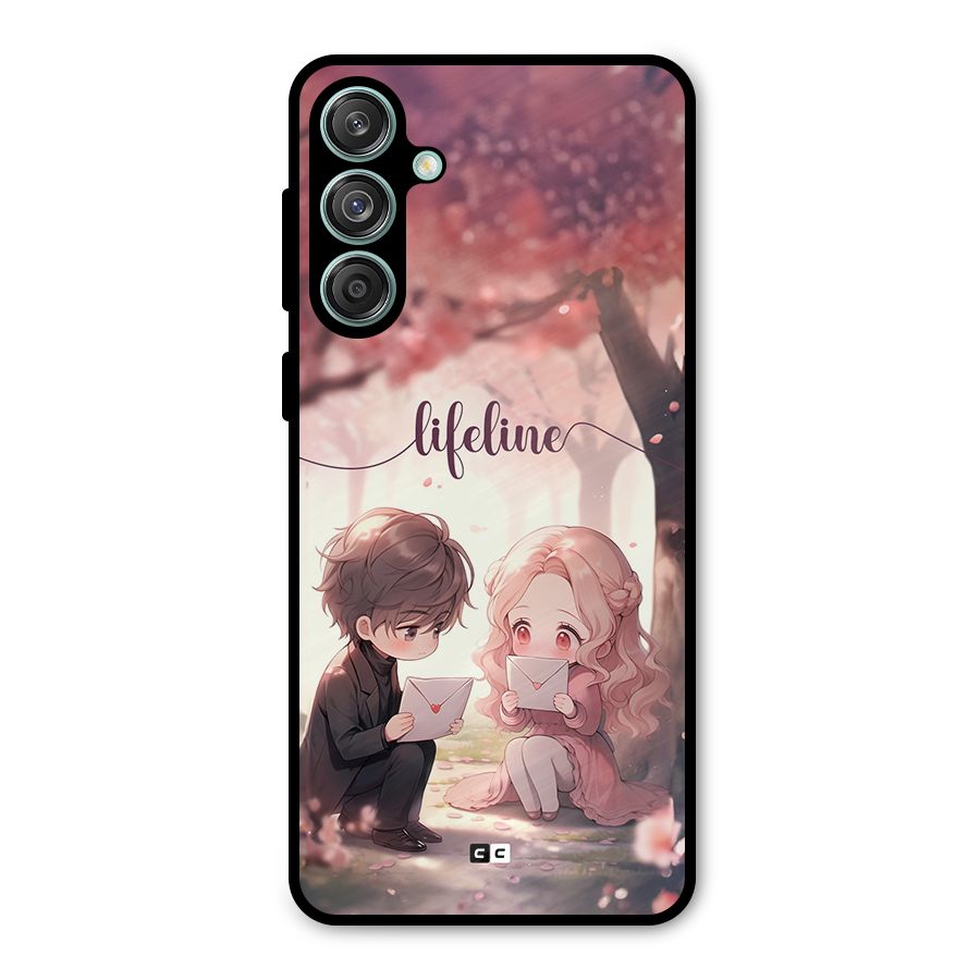 Cute Anime Couple Metal Back Case for Galaxy M55 5G