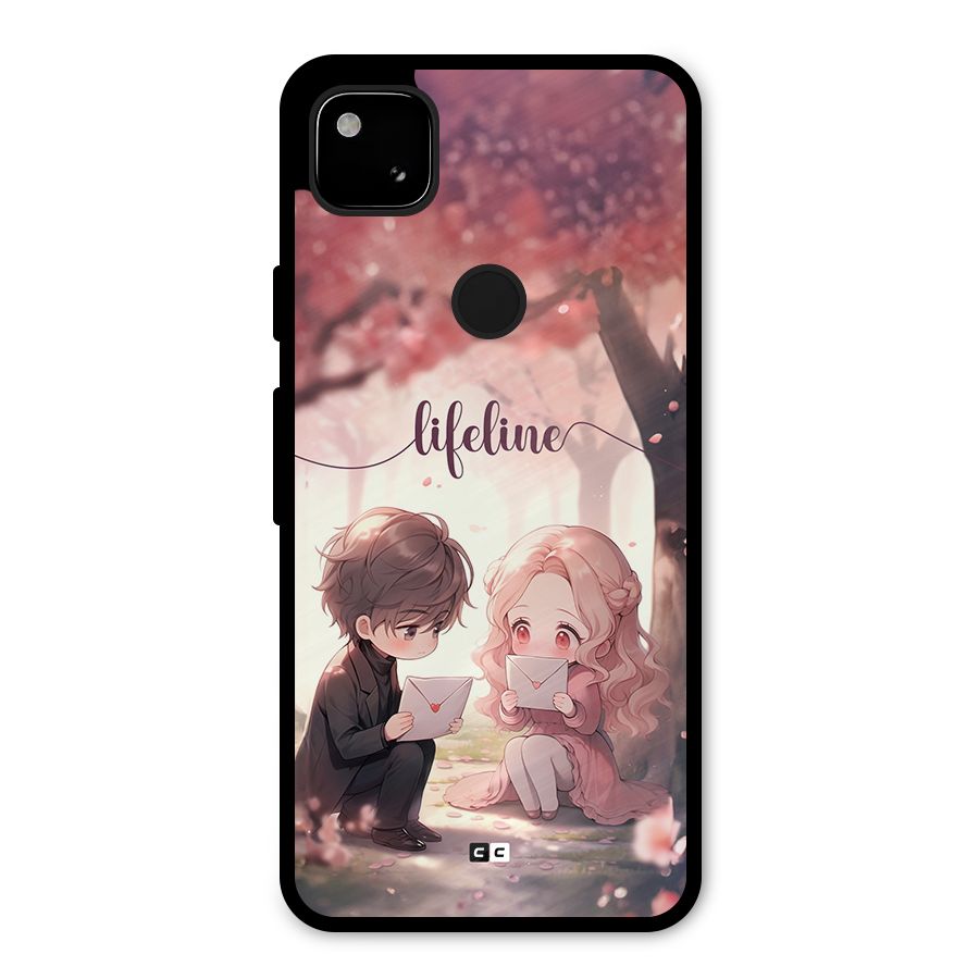 Cute Anime Couple Metal Back Case for Google Pixel 4a
