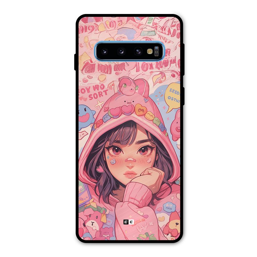 Cute Anime Girl Metal Back Case for Galaxy S10
