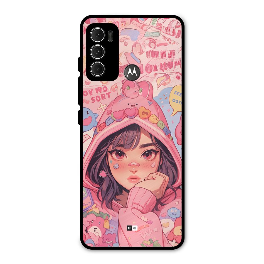 Cute Anime Girl Metal Back Case for Moto G60