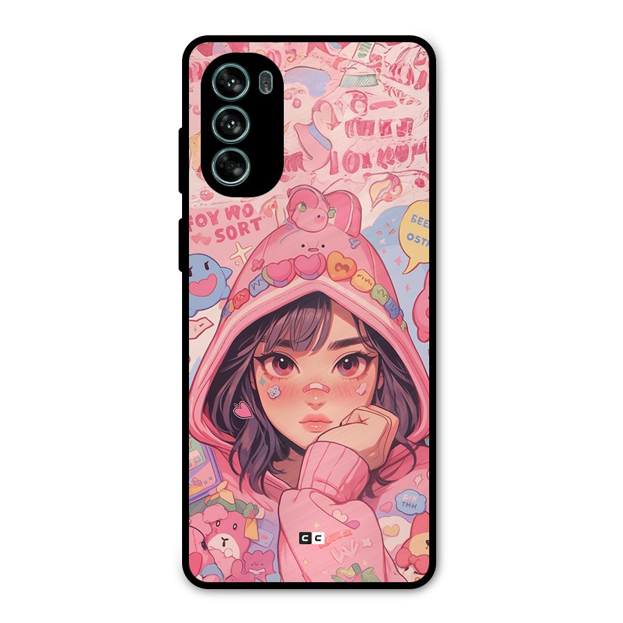 Cute Anime Girl Metal Back Case for Moto G62