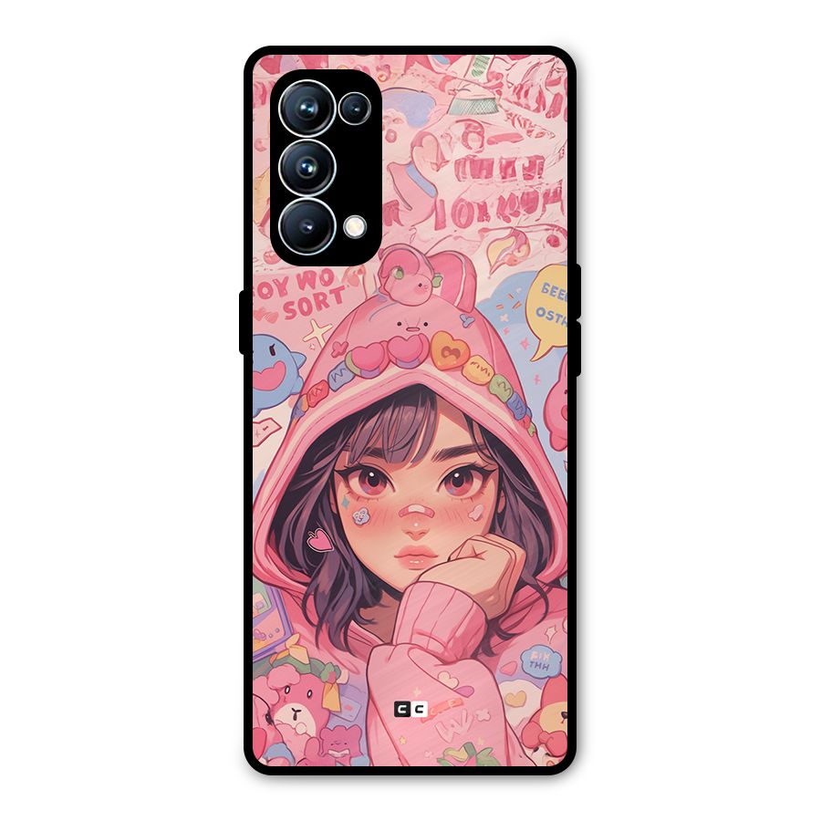 Cute Anime Girl Metal Back Case for Oppo Reno5 Pro 5G