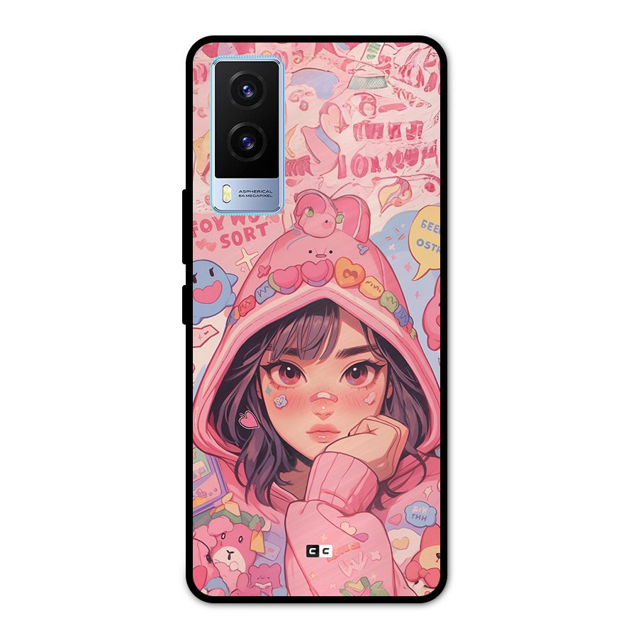 Cute Anime Girl Metal Back Case for Vivo V21e 5G