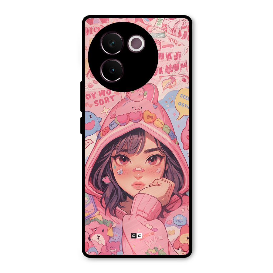 Cute Anime Girl Metal Back Case for Vivo V30e