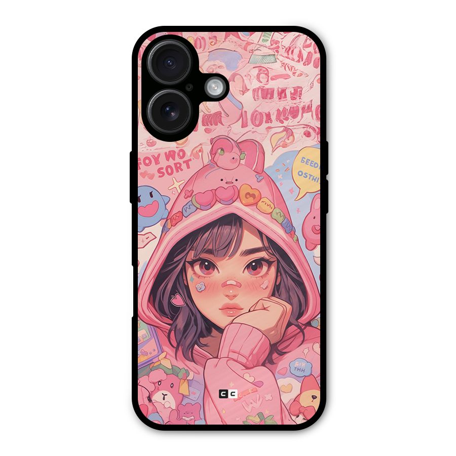 Cute Anime Girl Metal Back Case for iPhone 16