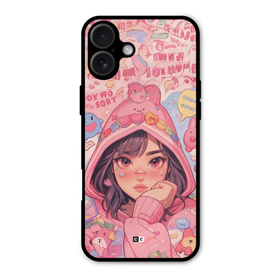 Cute Anime Girl Metal Back Case for iPhone 16 Plus