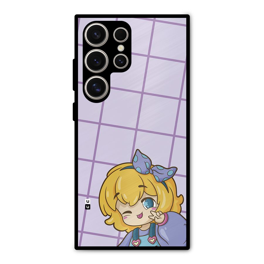 Cute Anime Illustration Metal Back Case for Galaxy S24 Ultra