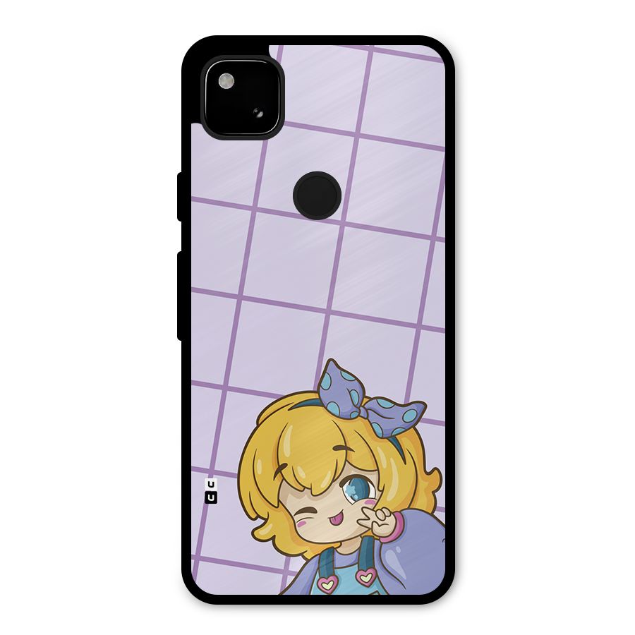 Cute Anime Illustration Metal Back Case for Google Pixel 4a