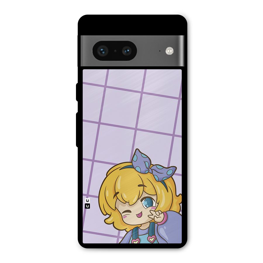 Cute Anime Illustration Metal Back Case for Google Pixel 7
