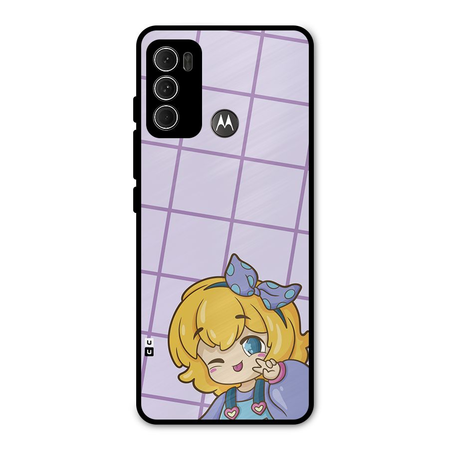Cute Anime Illustration Metal Back Case for Moto G60