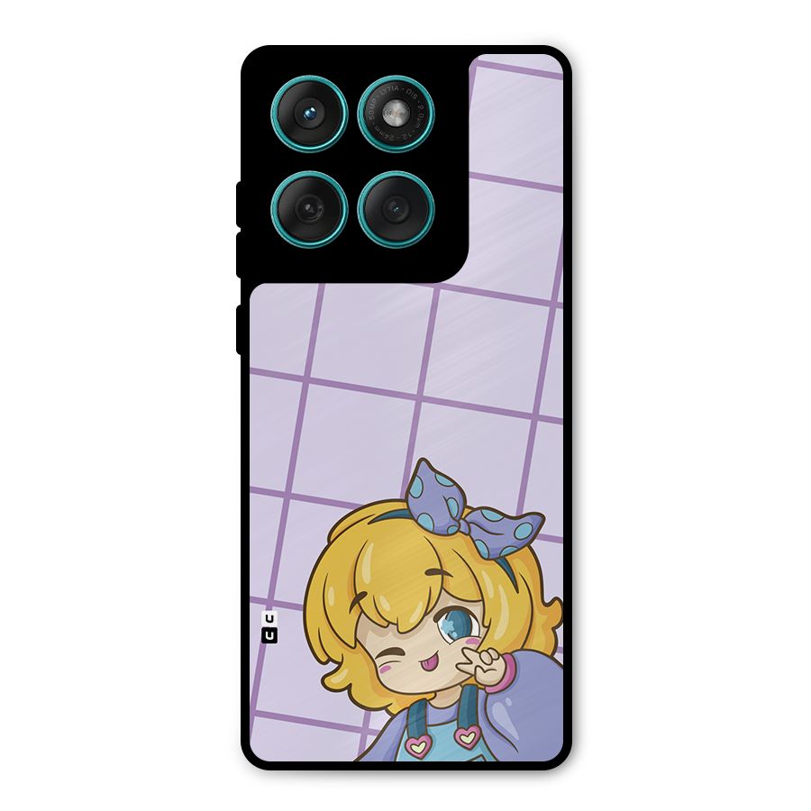Cute Anime Illustration Metal Back Case for Motorola Edge 60