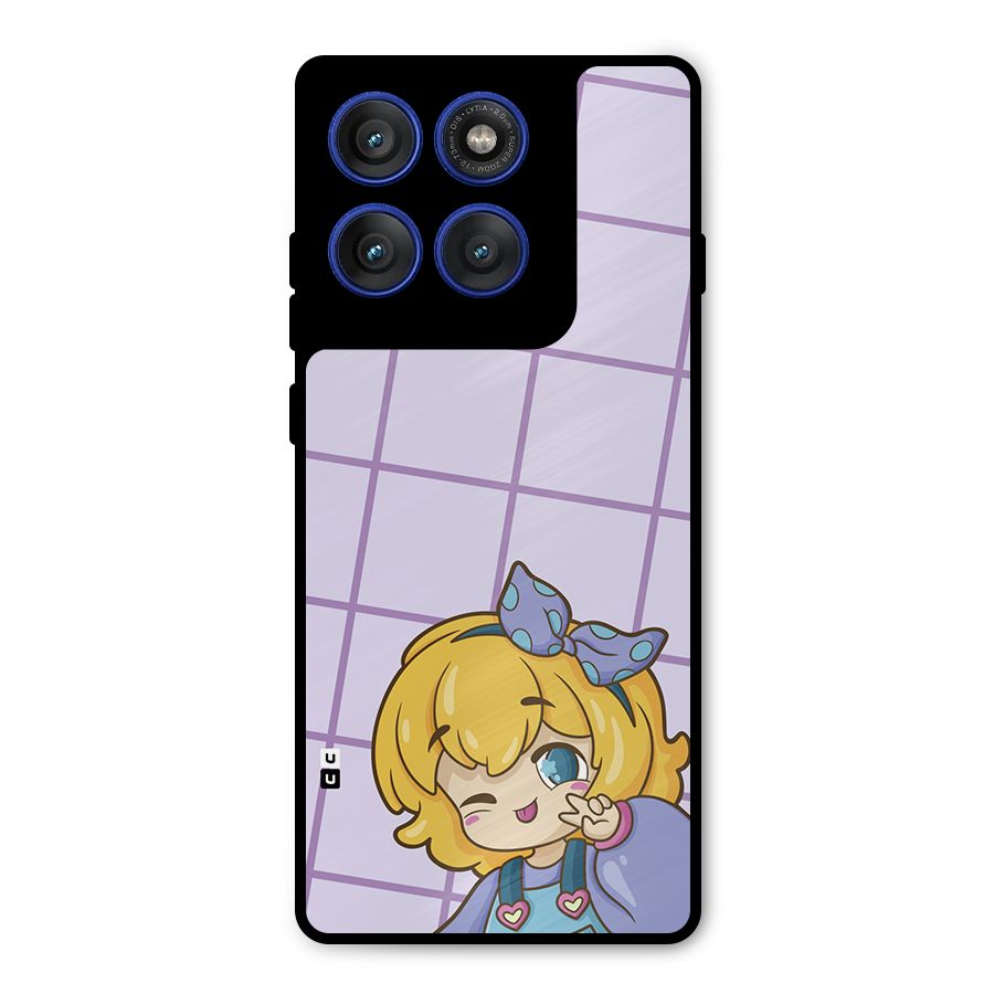 Cute Anime Illustration Metal Back Case for Motorola Edge 60 Pro