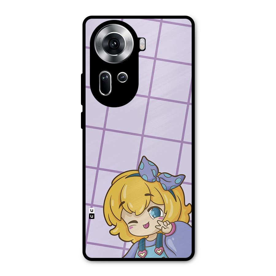 Cute Anime Illustration Metal Back Case for Oppo Reno11 5G
