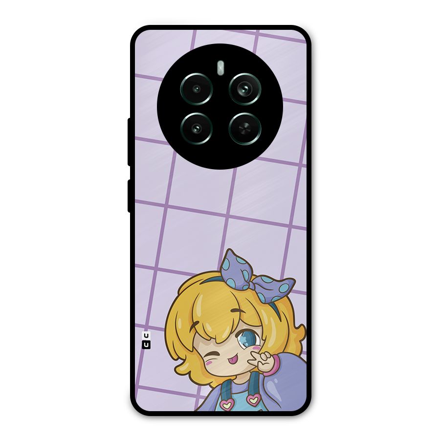 Cute Anime Illustration Metal Back Case for Realme 12 Pro Plus
