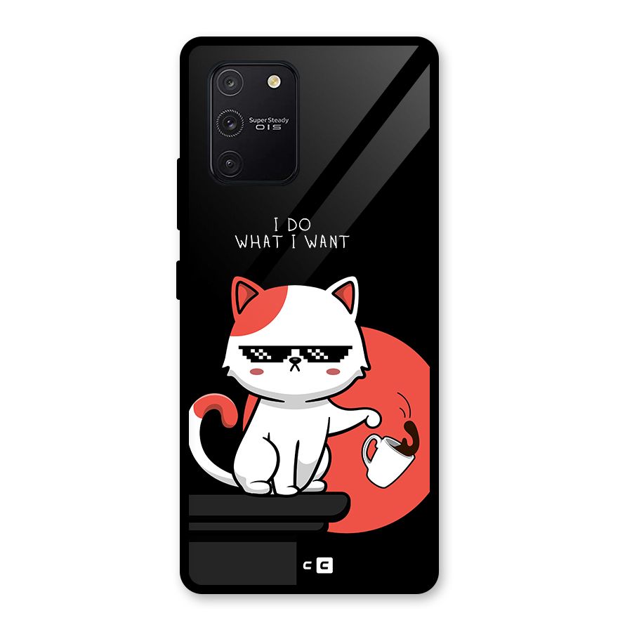 Cute Attitude Cat Glass Back Case for Galaxy S10 Lite