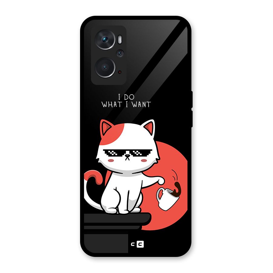 Cute Attitude Cat Glass Back Case for Oppo K10 4G