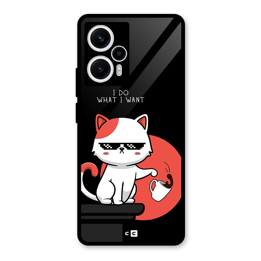 Cute Attitude Cat Glass Back Case for Poco F5