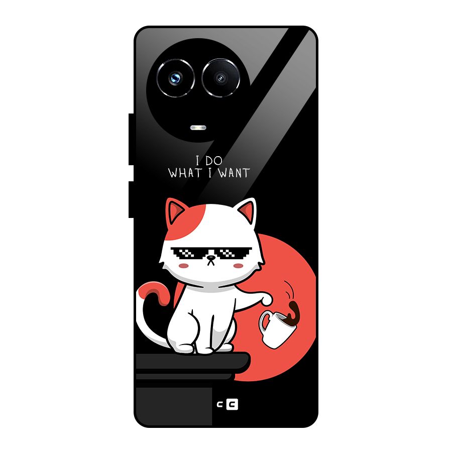 Cute Attitude Cat Glass Back Case for Realme Narzo 60X