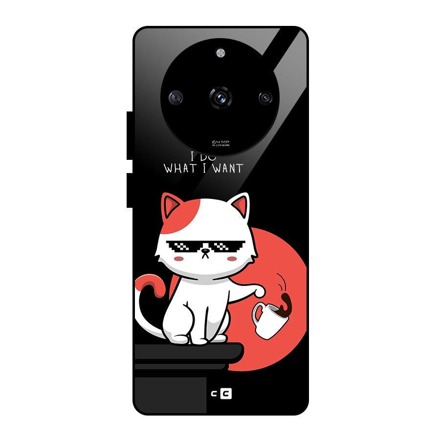 Cute Attitude Cat Glass Back Case for Realme Narzo 60 5G