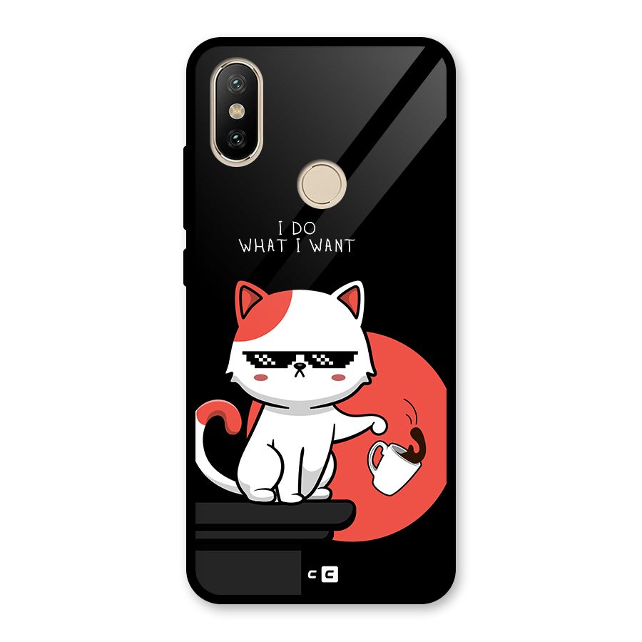 Cute Attitude Cat Glass Back Case for Redmi A2