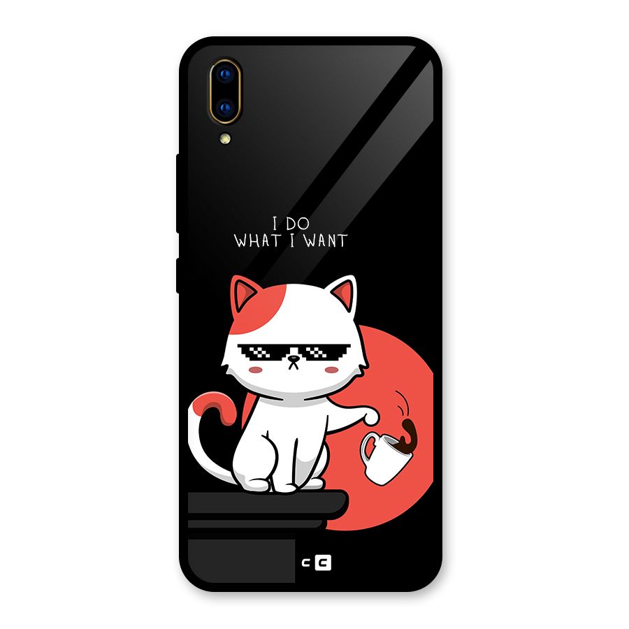 Cute Attitude Cat Glass Back Case for Vivo V11 Pro