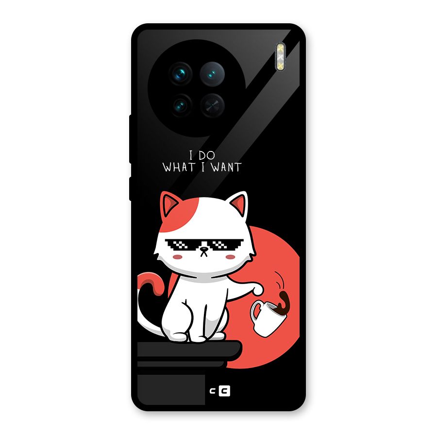 Cute Attitude Cat Glass Back Case for Vivo X90