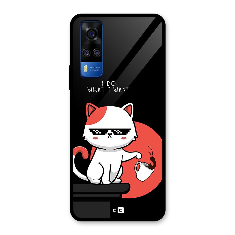 Cute Attitude Cat Glass Back Case for Vivo Y31