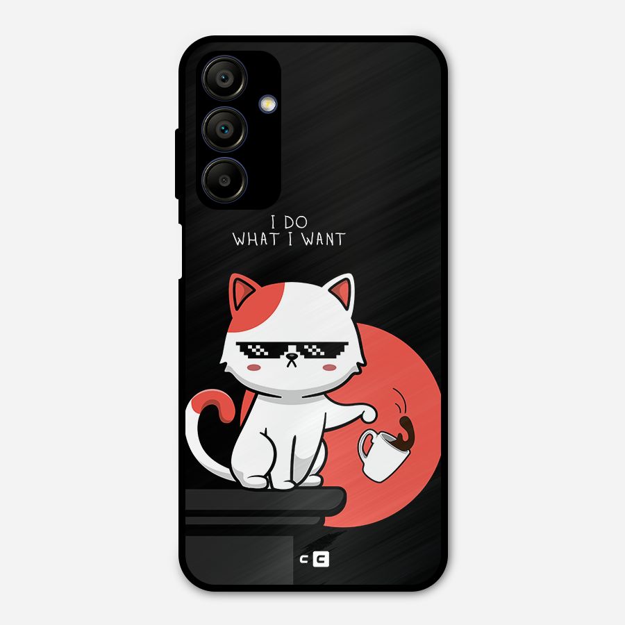 Cute Attitude Cat Metal Back Case for Galaxy A15 5G