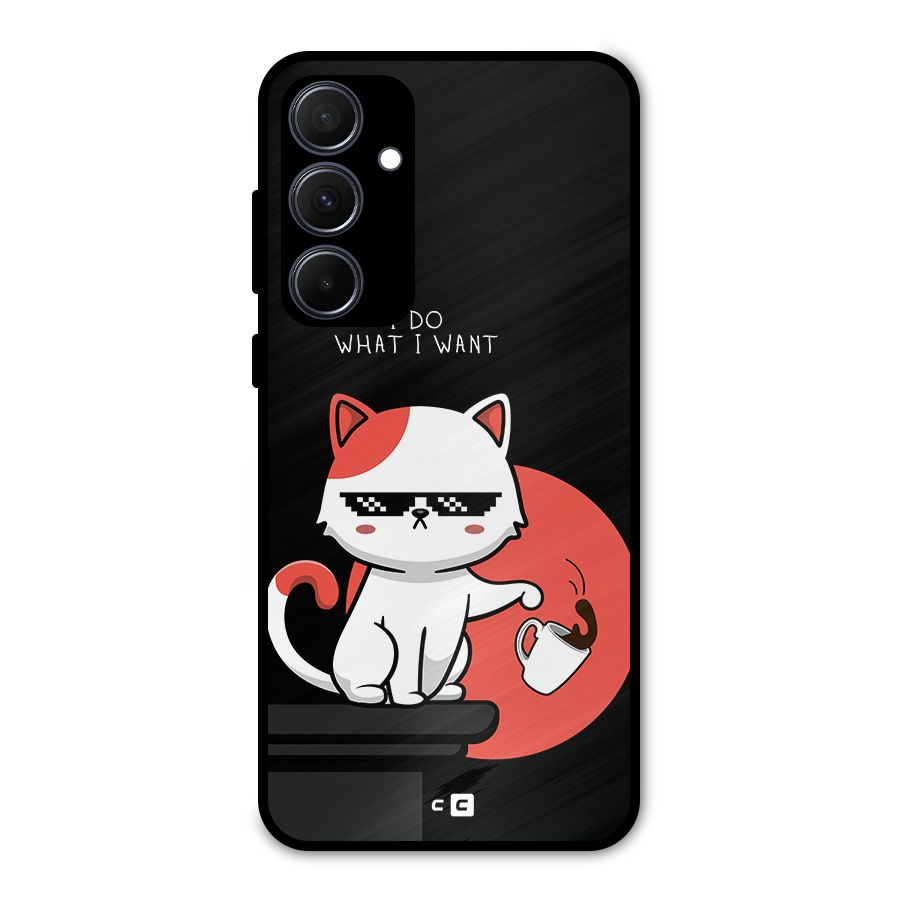 Cute Attitude Cat Metal Back Case for Galaxy A35