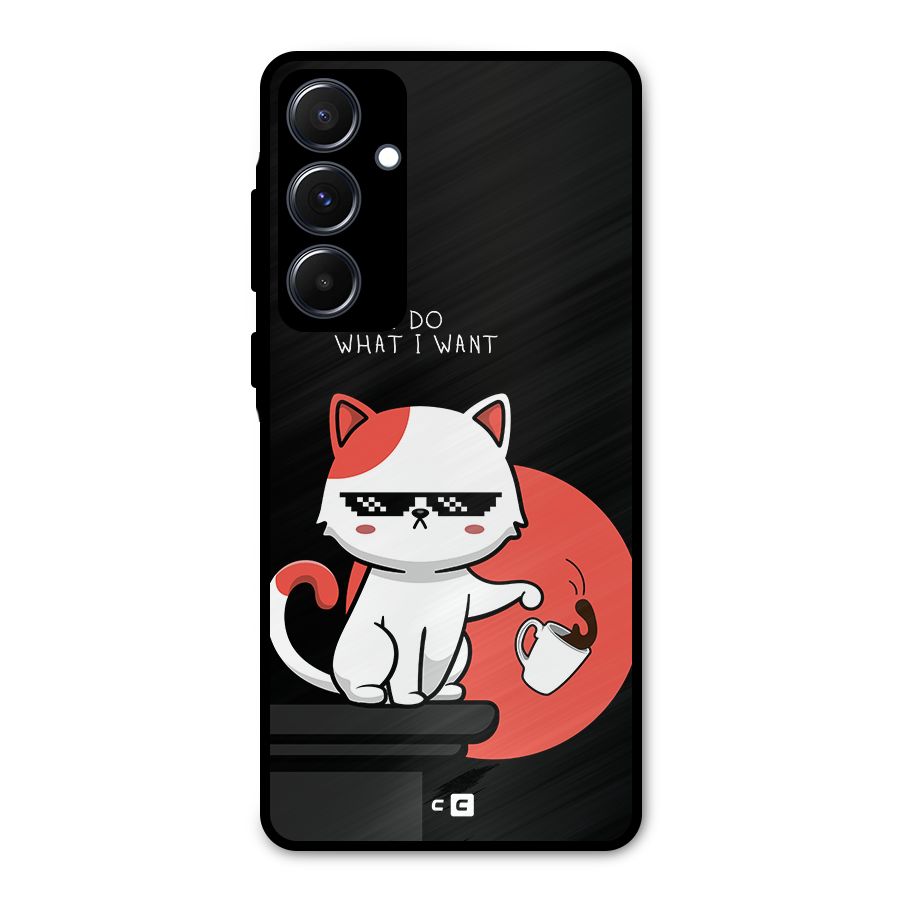 Cute Attitude Cat Metal Back Case for Galaxy A55