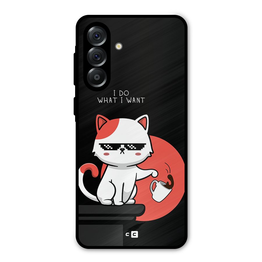 Cute Attitude Cat Metal Back Case for Galaxy A56