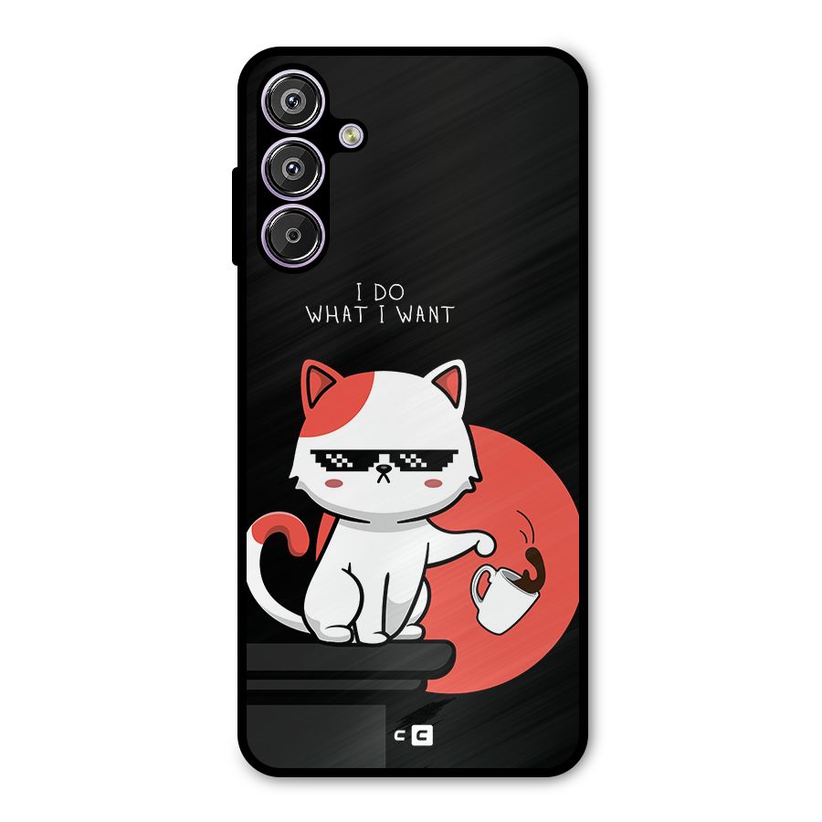 Cute Attitude Cat Metal Back Case for Galaxy M15
