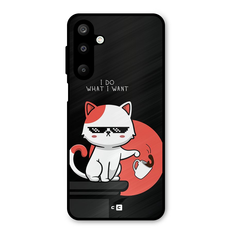 Cute Attitude Cat Metal Back Case for Galaxy M16