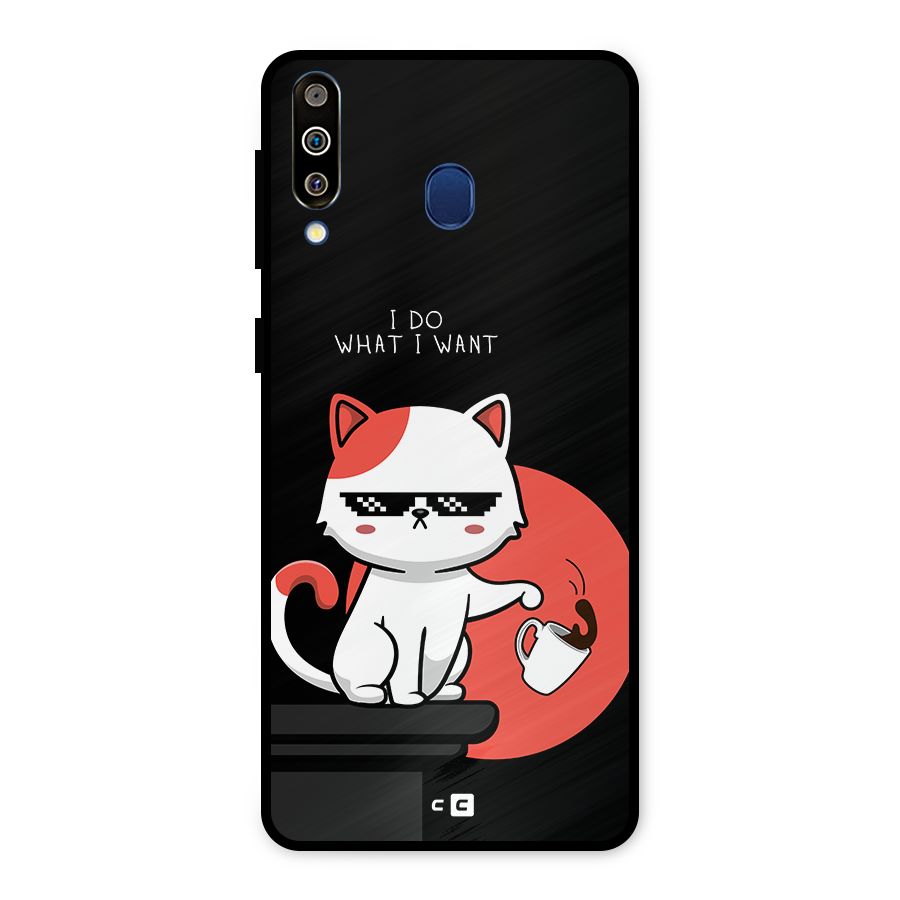 Cute Attitude Cat Metal Back Case for Galaxy M30
