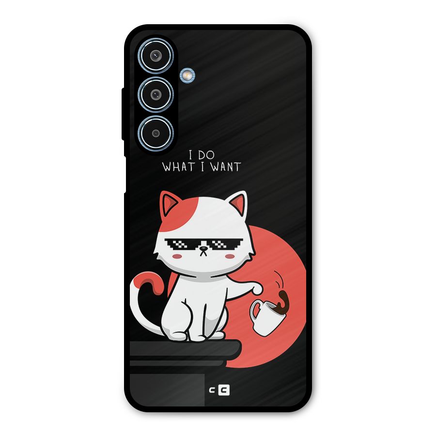 Cute Attitude Cat Metal Back Case for Galaxy M35