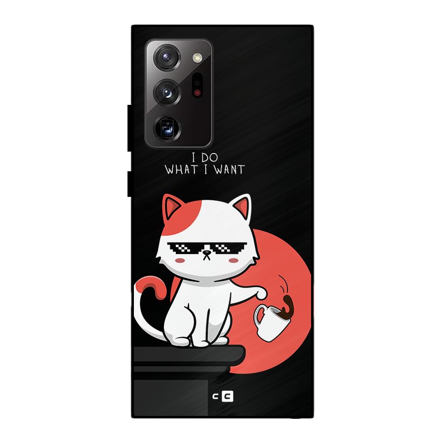 Cute Attitude Cat Metal Back Case for Galaxy Note 20 Ultra