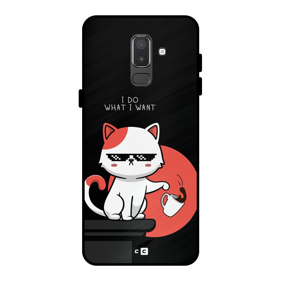 Cute Attitude Cat Metal Back Case for Galaxy On8 (2018)