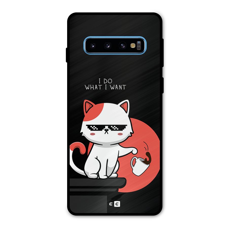 Cute Attitude Cat Metal Back Case for Galaxy S10