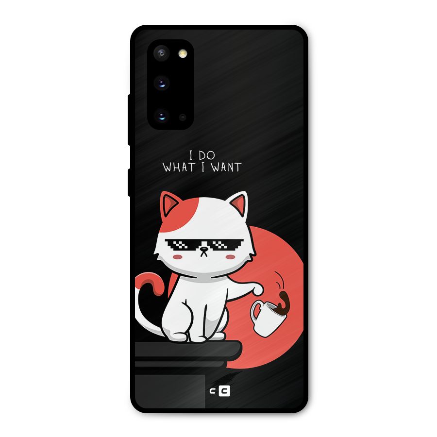 Cute Attitude Cat Metal Back Case for Galaxy S20