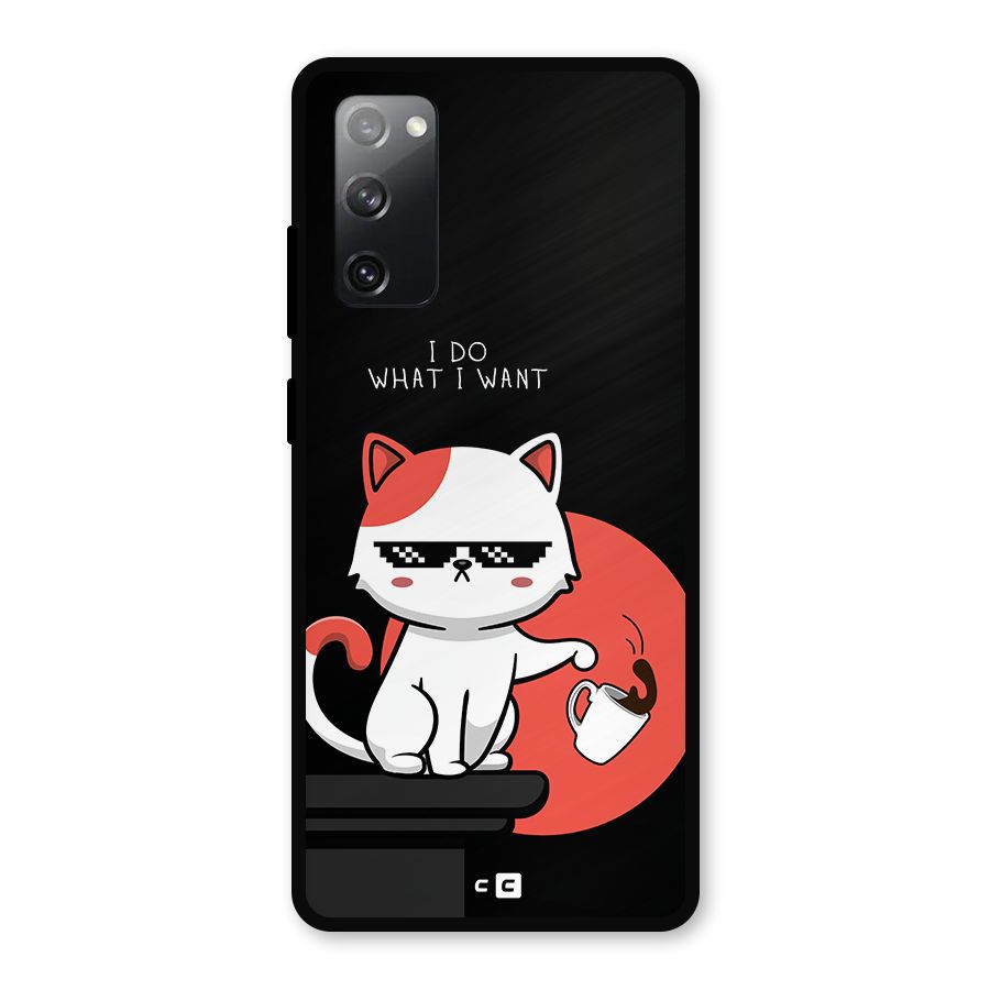 Cute Attitude Cat Metal Back Case for Galaxy S20 FE 5G