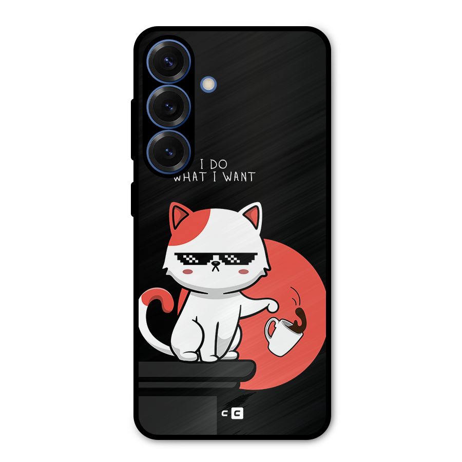 Cute Attitude Cat Metal Back Case for Galaxy S25