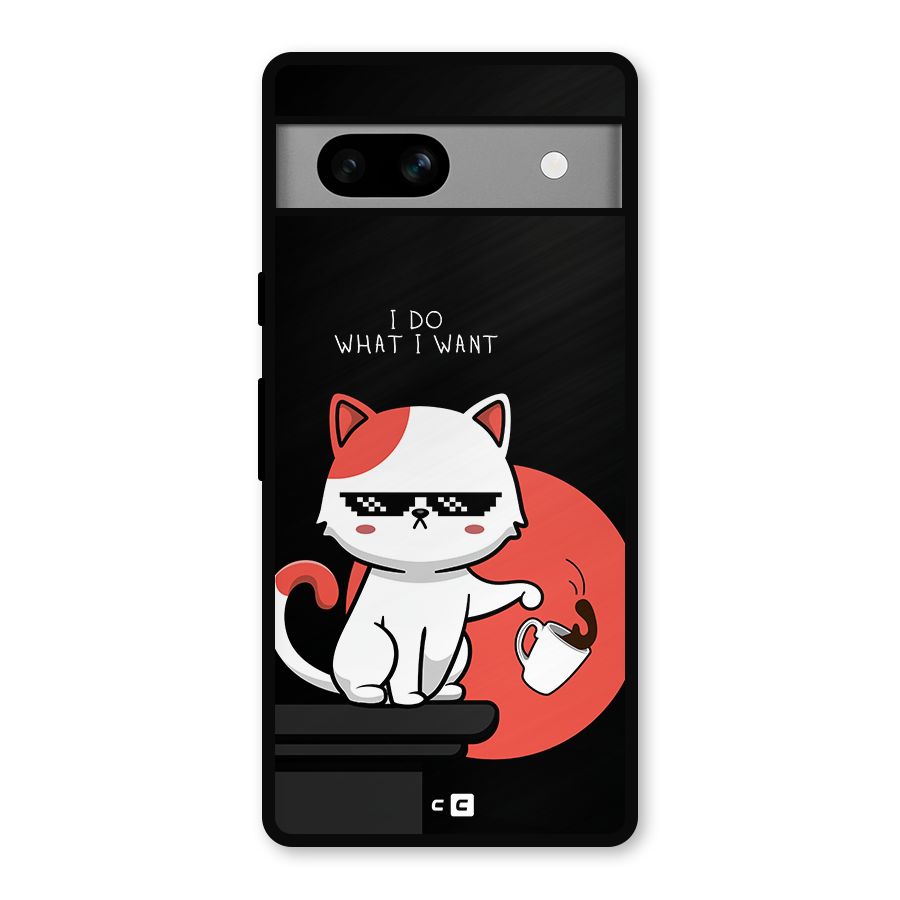 Cute Attitude Cat Metal Back Case for Google Pixel 7a