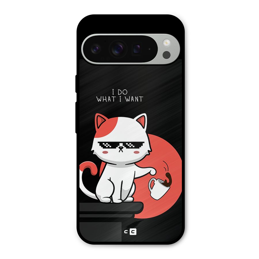 Cute Attitude Cat Metal Back Case for Google Pixel 9 Pro XL